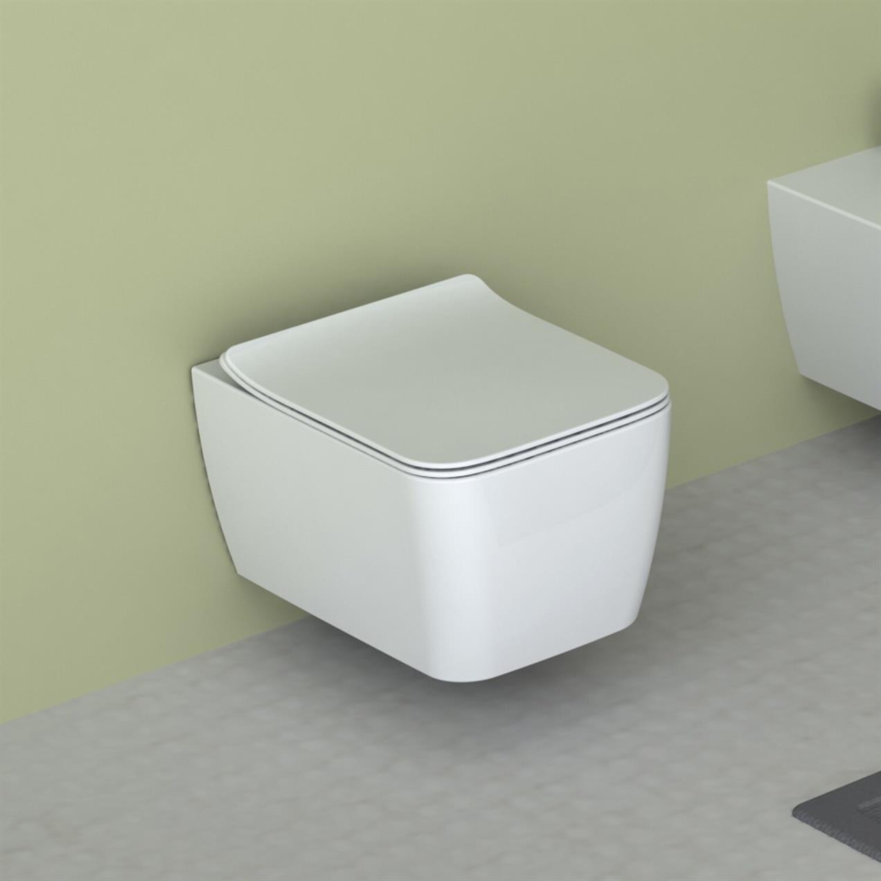 Turkuaz Majestik Hera Kanalsız Asma Klozet ve Yavaş Kapanan Kapak