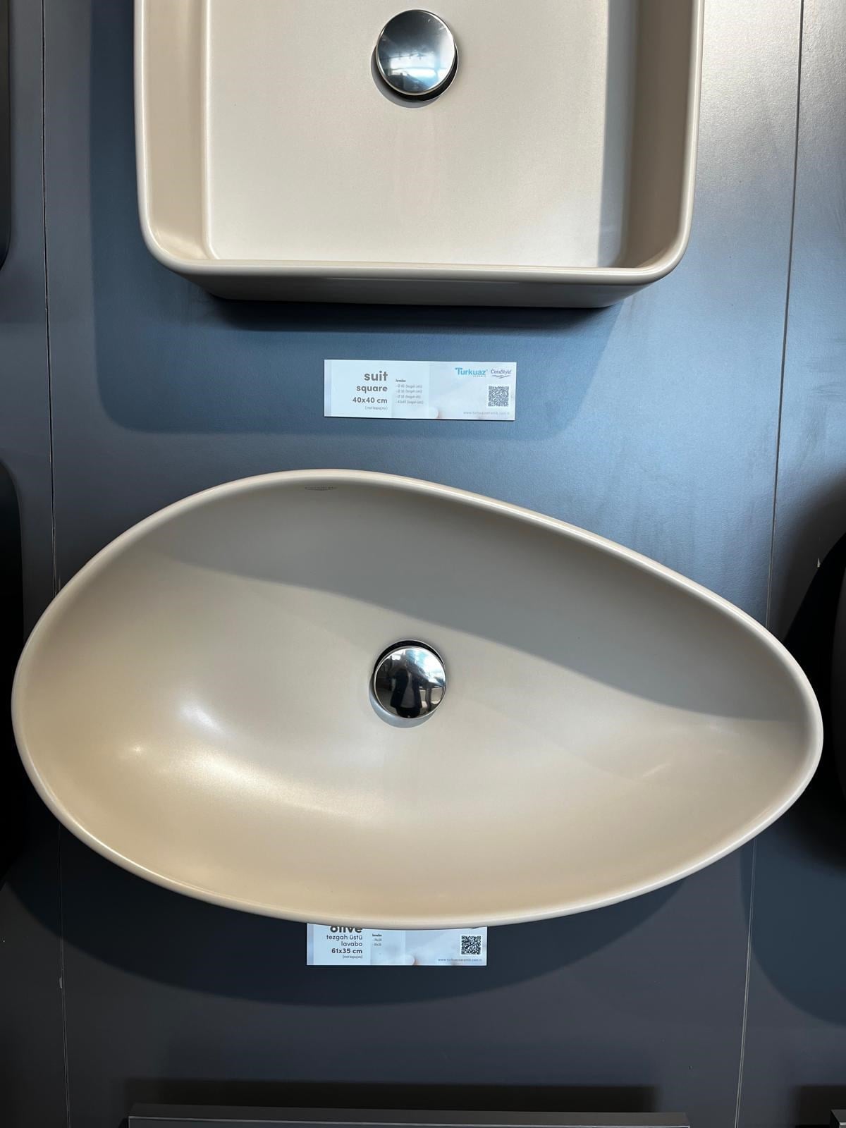 Turkuaz Olive Tezgahüstü Mat Cappuccino Lavabo 61*34 cm