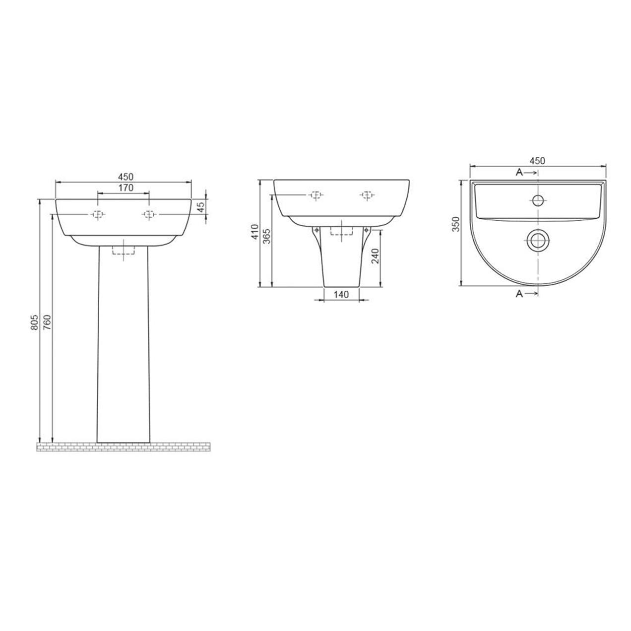 Turkuaz Yumurcak Banyo Lavabo 35*45 cm