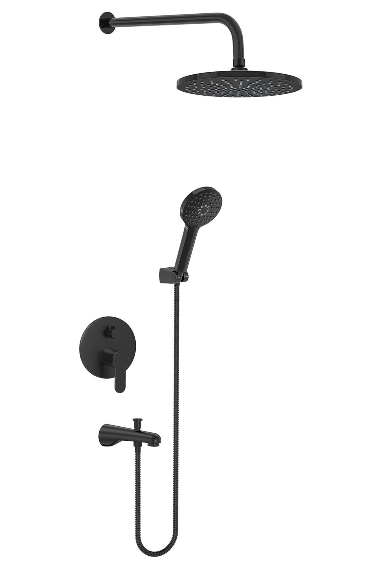 Valtemo Yuvarlak Siyah Ankastre Tepe Banyo Duş Takımı Set VS-4600
