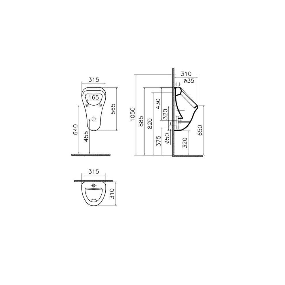 VitrA Arkitekt Beyaz Üstten Su Girişli Pisuvar 6202L003-0198