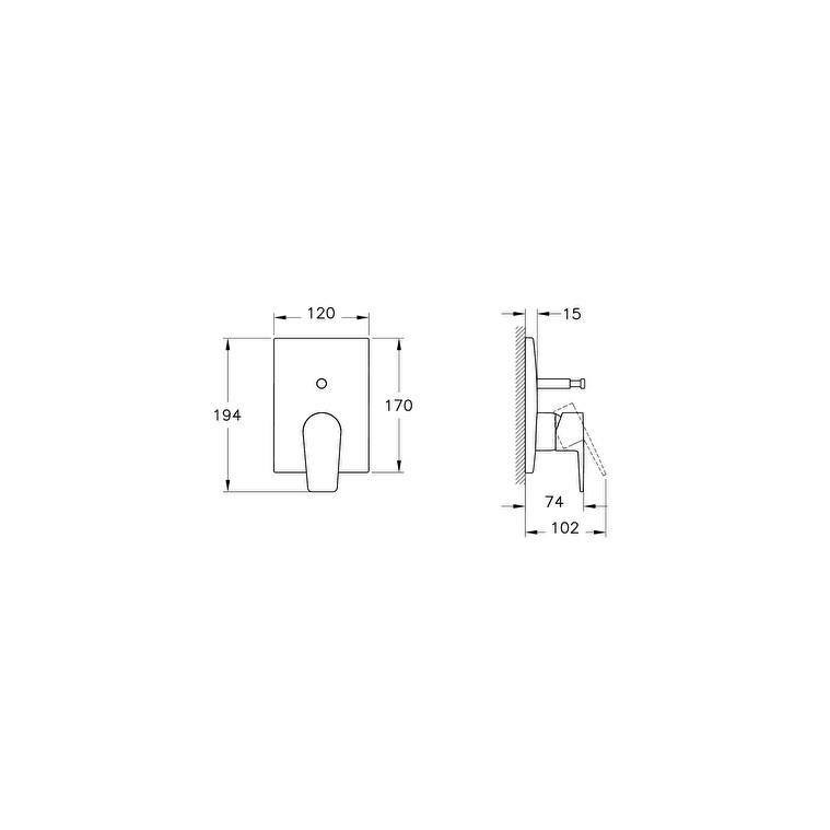 Vitra Artema Flow Square Ankastre Banyo Bataryası (Sıva Üstü) Minibox Krom A43208