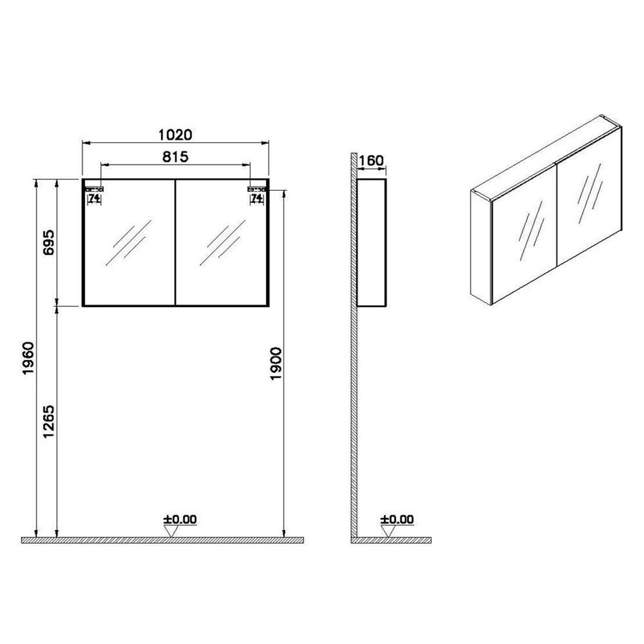 VitrA Basis 100 cm Aynalı Üst Modül 66903