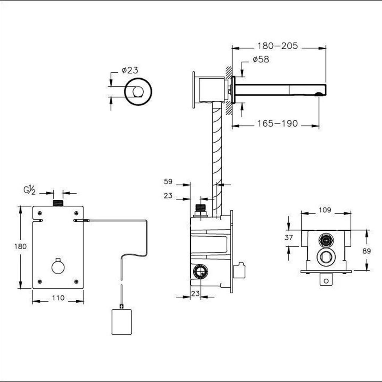 VitrA Origin Ankastre Uzun Temassız Lavabo Bataryası Fırçalı Nikel A4711134