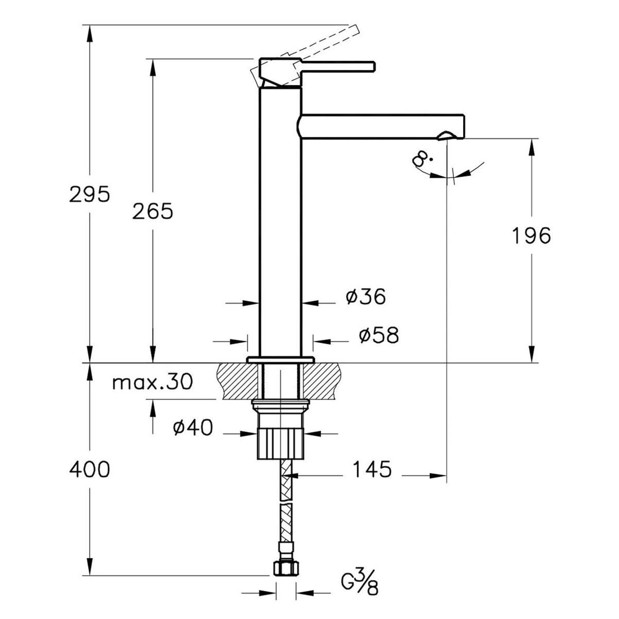 Vitra Origin Mat Siyah Yüksek Lavabo Bataryası A4255736