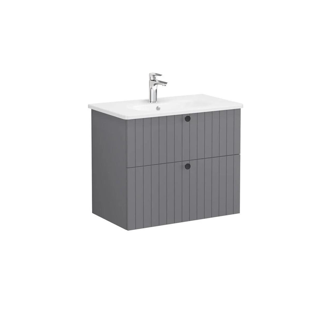 Vitra Root Groove 80 cm Gri Çekmeceli Banyo Dolabı Alt Modül Lavabo