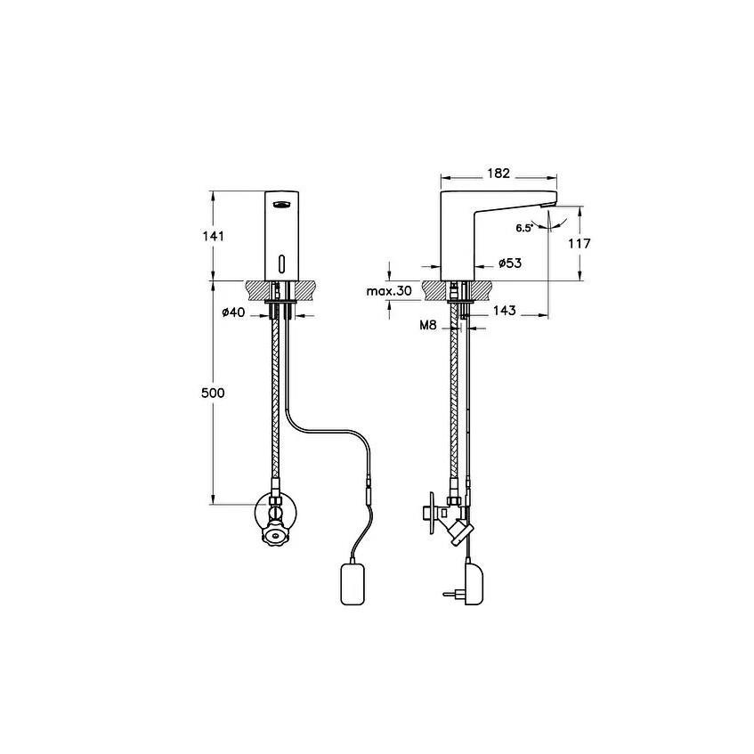 Vitra Root Square Temassız Lavabo Bataryası Elektrikli Krom A47127