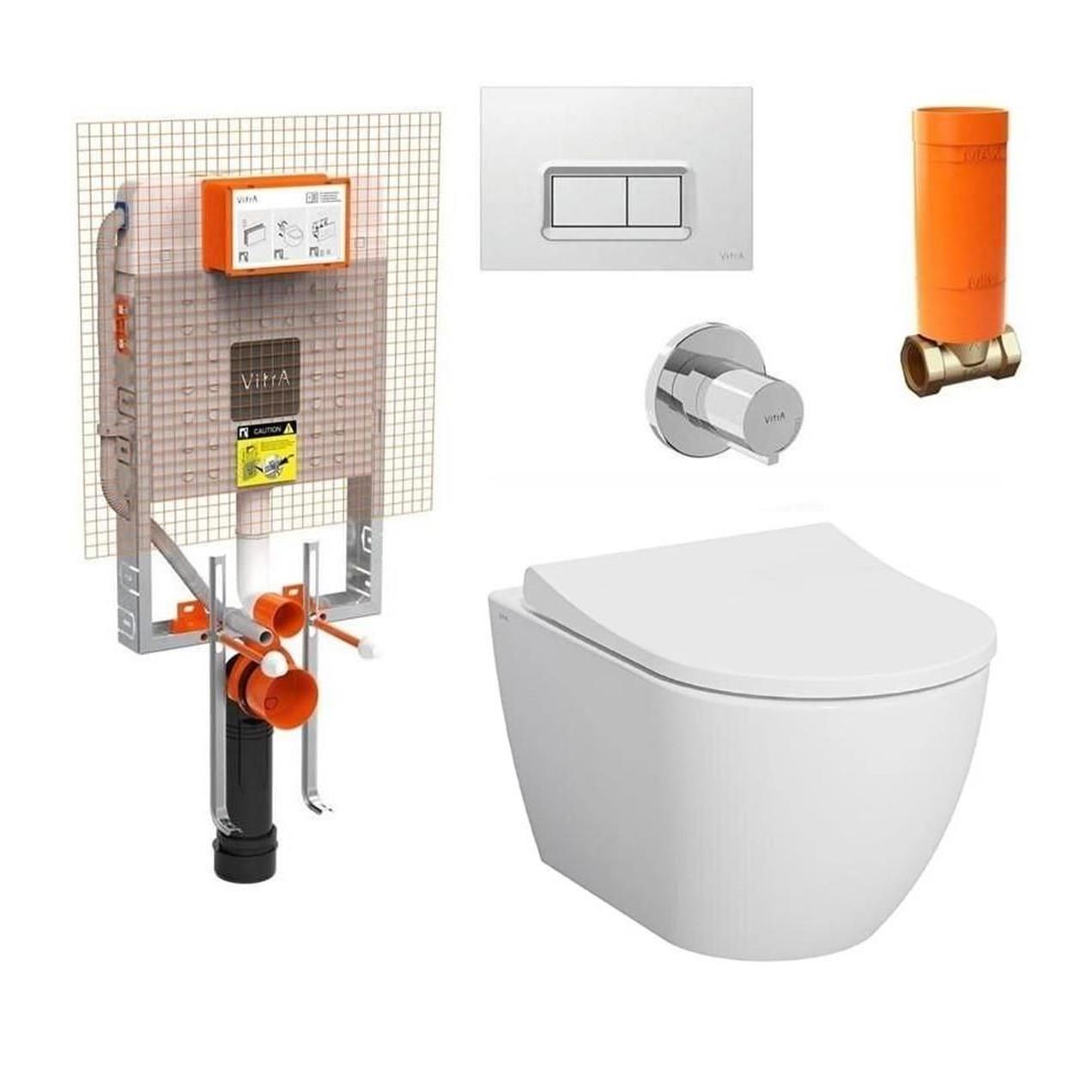 VitrA S60 Rim-ex SmoothFlush Beyaz Kanalsız Asma Klozet, Gömme Rezervuar Tam Set