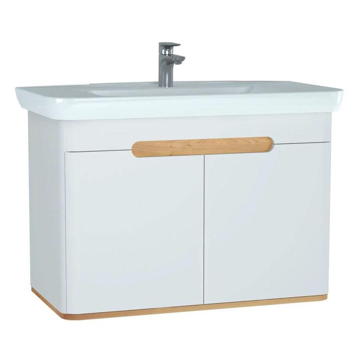 Vitra Sento 100 cm Mat Beyaz Kapaklı Banyo Dolabı Alt Modül Lavabo 60787