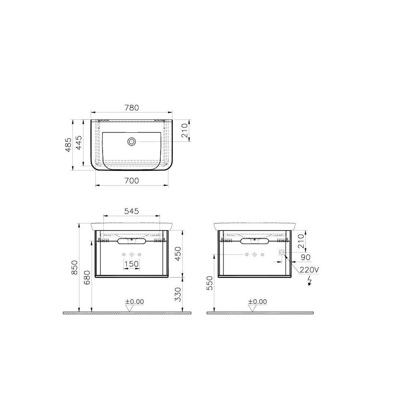 Vitra Sento 80cm Mat Antrasit Alt Modül ve Lavabo 60819
