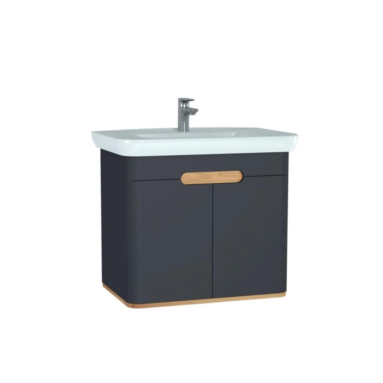 Vitra Sento 80cm Mat Antrasit Banyo Dolabı Alt Modül ve Lavabo 60809