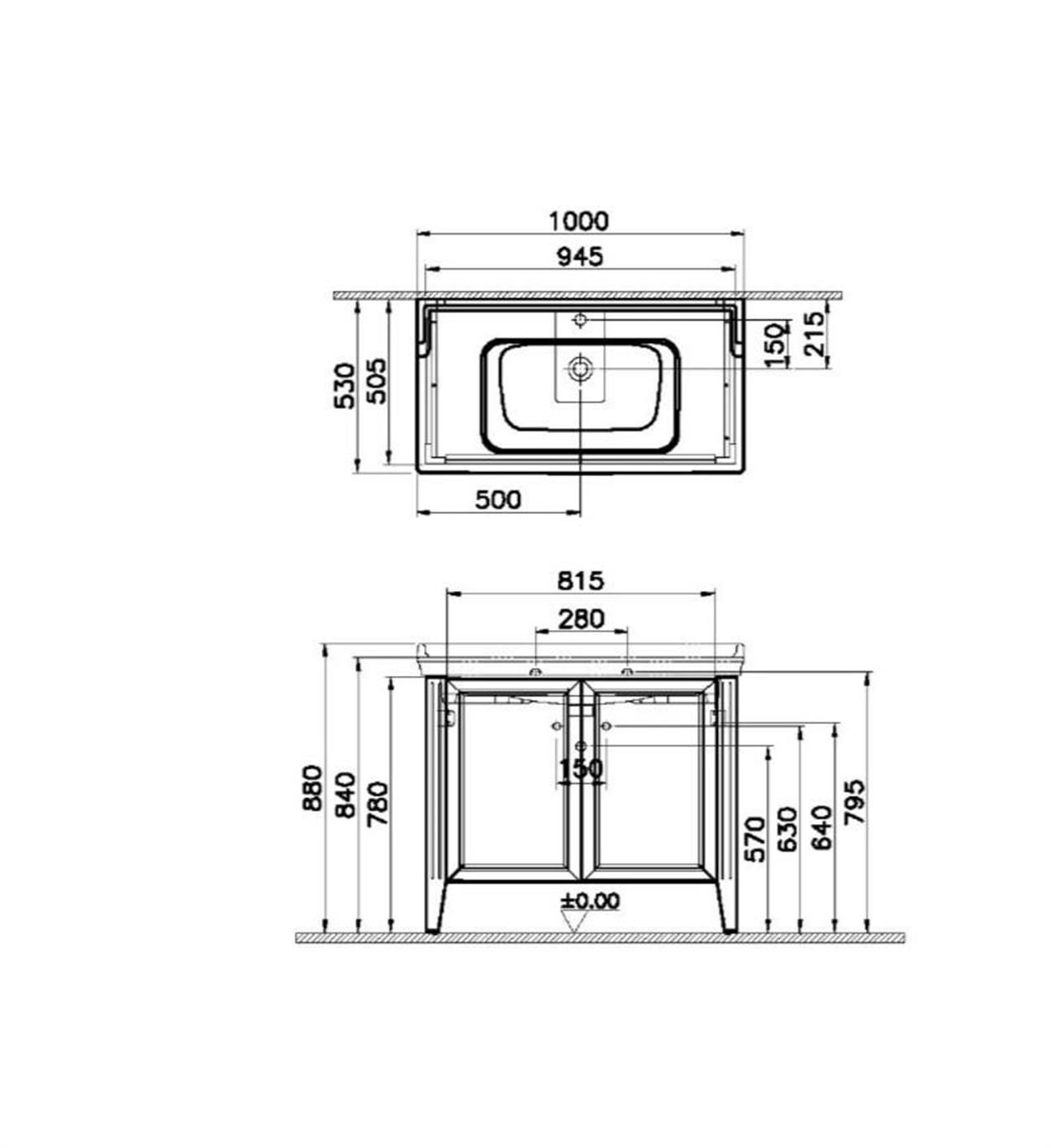 Vitra Valarte 100 cm Gri Banyo Dolabı Alt Modül ve Lavabo 62157