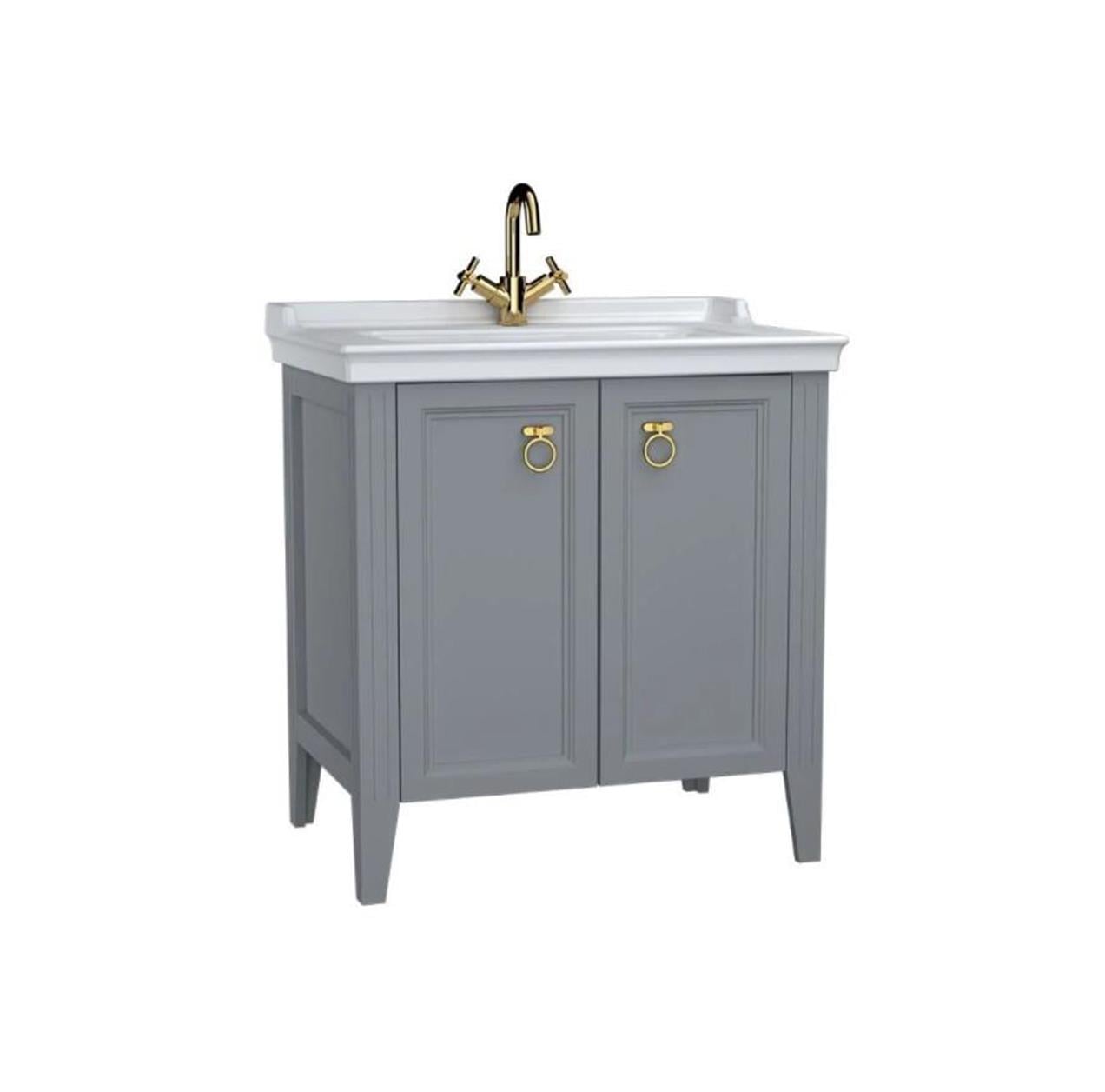 Vitra Valarte 80 cm Gri Banyo Dolabı Alt Modül ve Lavabo 62154
