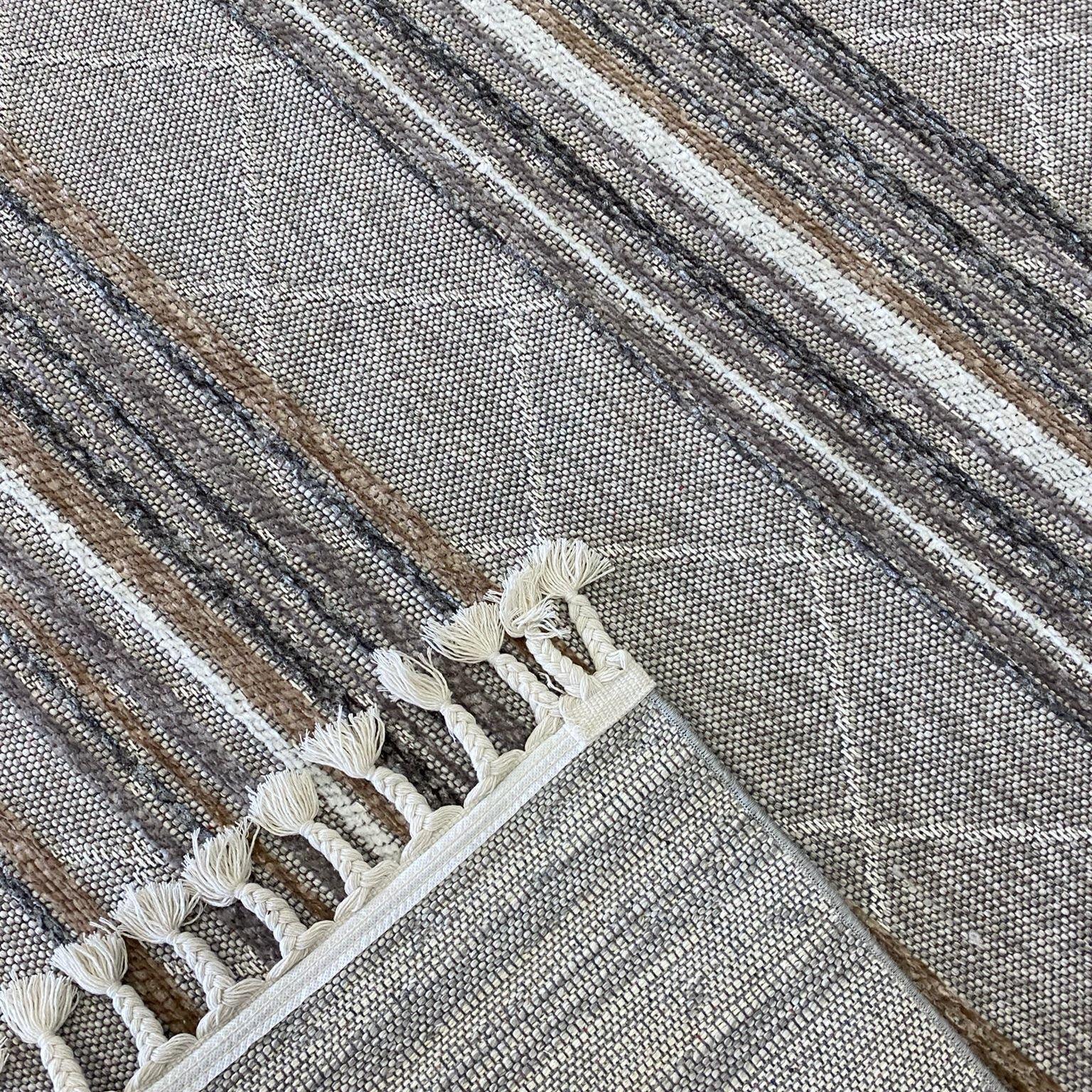 Meridyen Serisi 4805 Gri-Kahve  Şönil Kilim Yıkanabilir