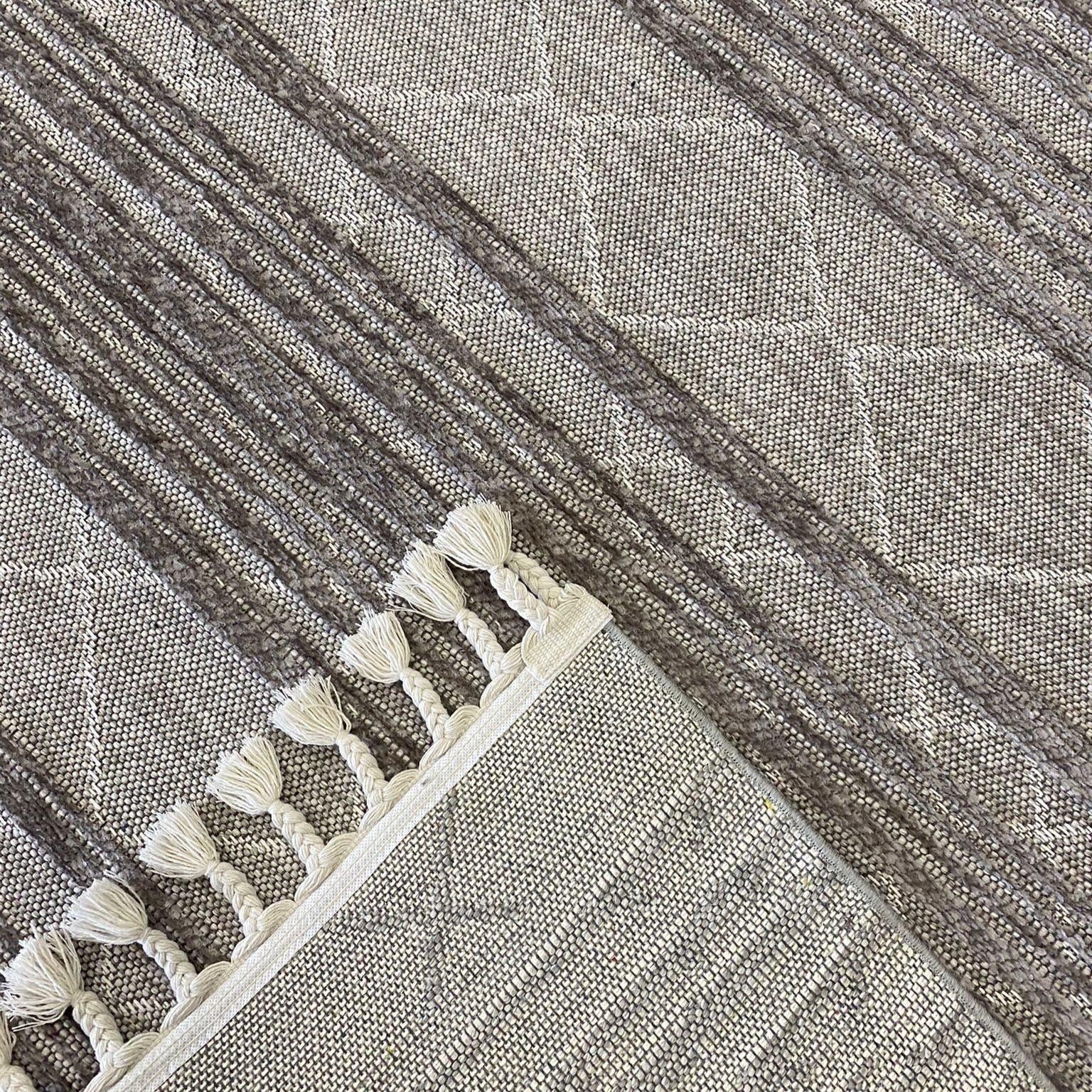 Meridyen Serisi 4806 Gri  Şönil Kilim Yıkanabilir