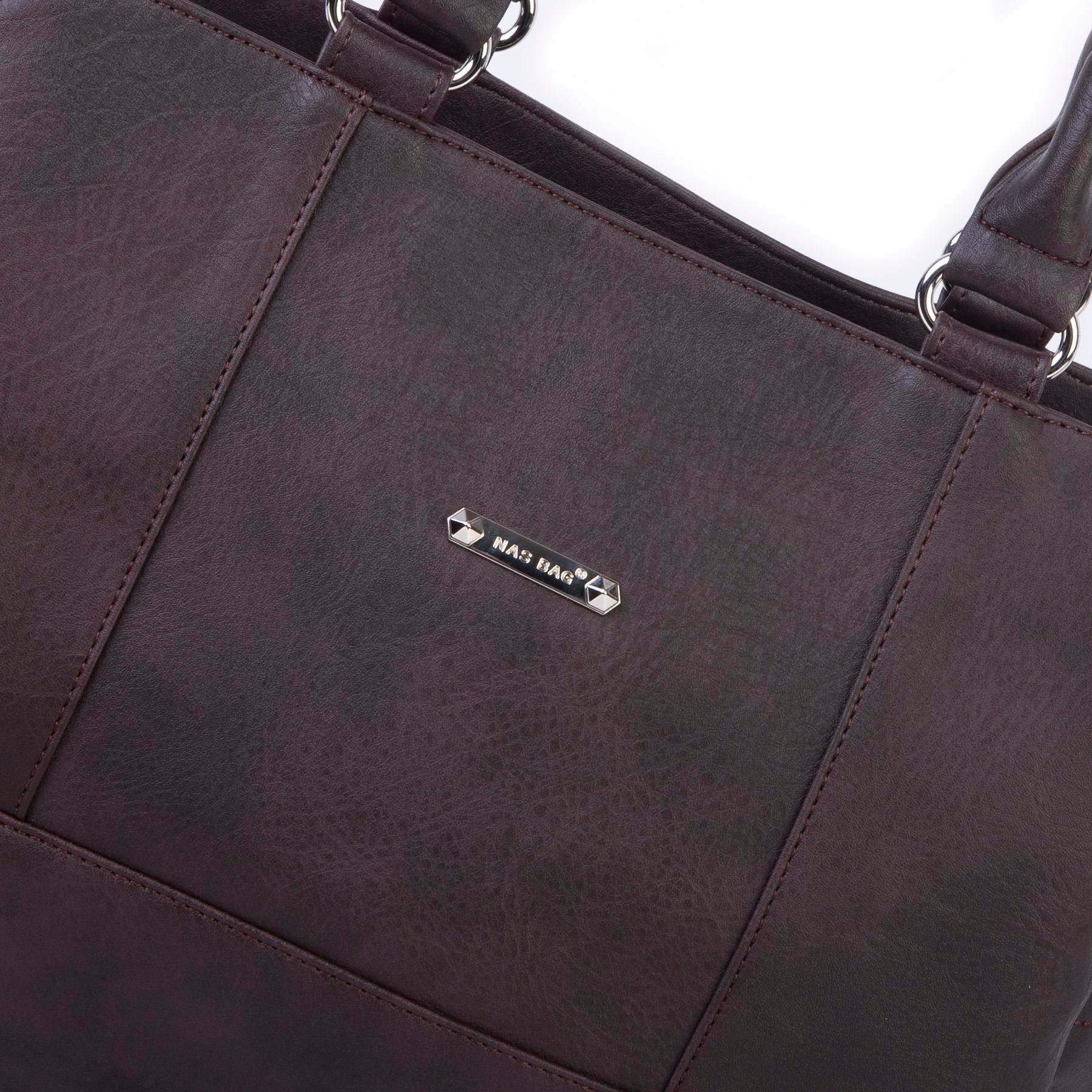  Nas Bag Kadın Büyük Boy Üç Bölmeli Omuz Çantası Kahve  Raven