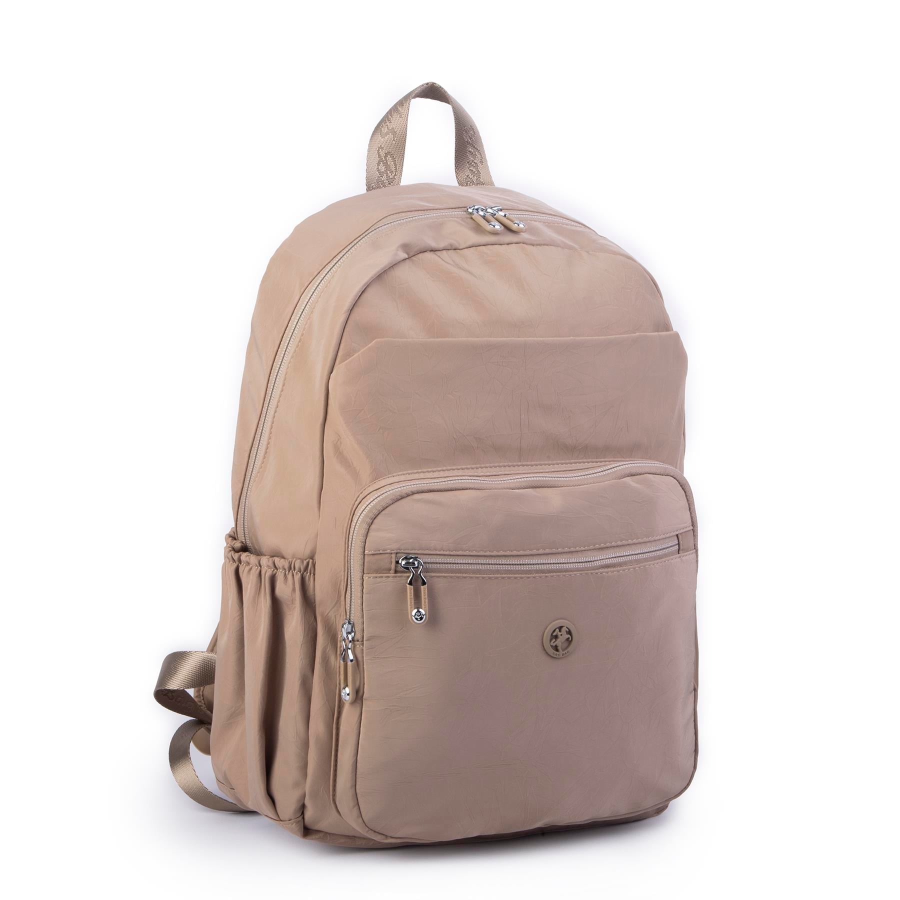 Nas Bag Büyük Boy Unisex Hafif  ve Su Geçirmez Çok Gözlü Sırt Çantası Vizon 