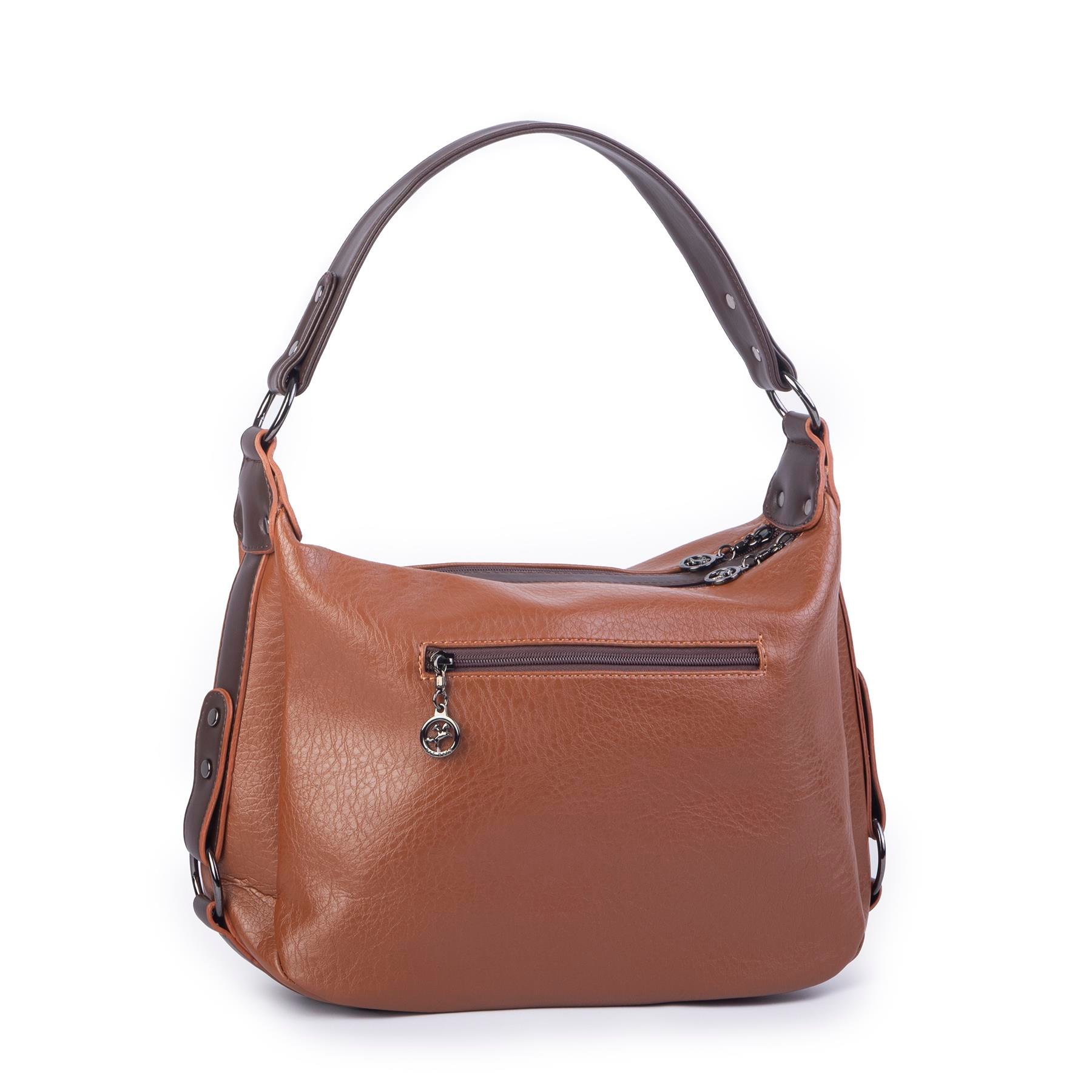 Nas Bag Çok Gözlü Kadın Omuz ve Çapraz Çanta (33x25 cm ) Taba Kahve   Victoria