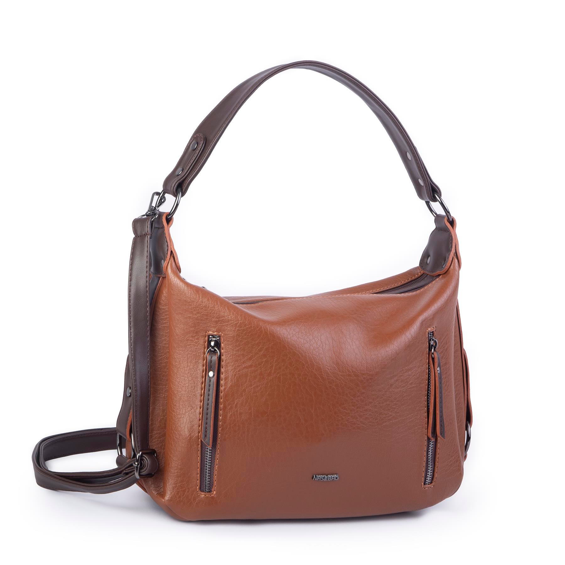 Nas Bag Çok Gözlü Kadın Omuz ve Çapraz Çanta (33x25 cm ) Taba Kahve   Victoria