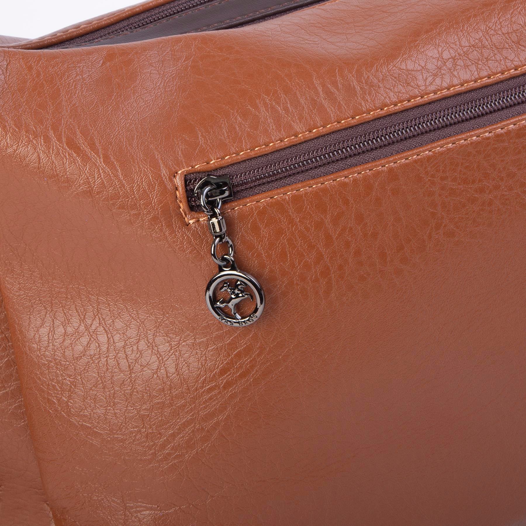 Nas Bag Çok Gözlü Kadın Omuz ve Çapraz Çanta (33x25 cm ) Taba Kahve   Victoria