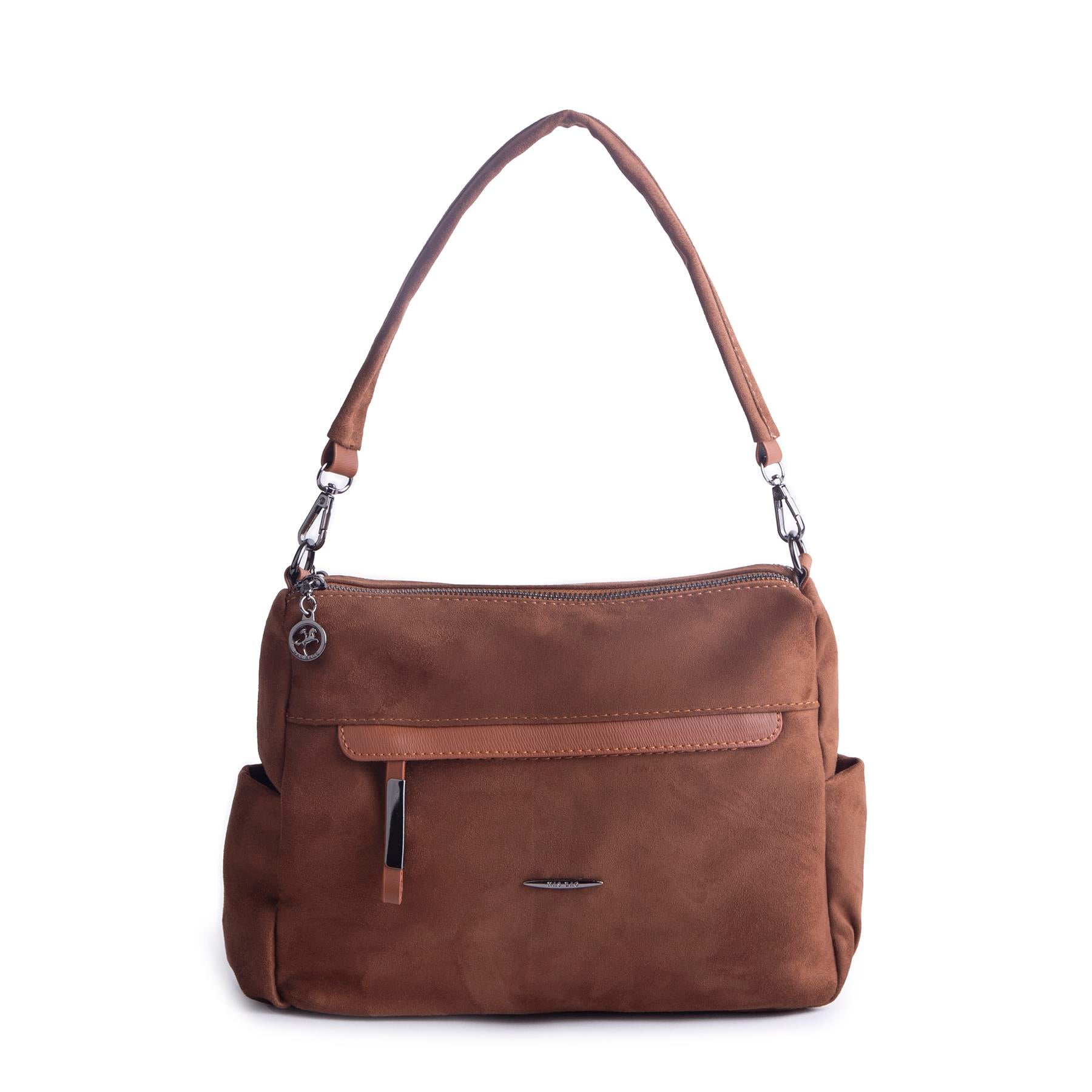 Nas Bag Çok Gözlü Yumuşak ve Hafif Yapılı Çift Askılı Omuz ve Çapraz Çanta  Taba  Süet  ( 30x24 cm )