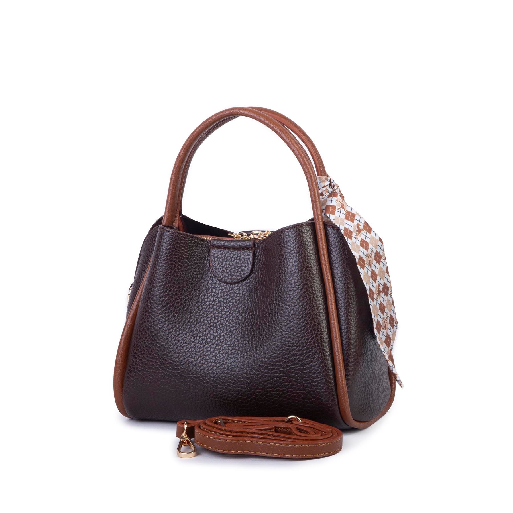 Nas Bag Fularlı Mini Boy El ve Çapraz Çanta Kahve Taba Lopez