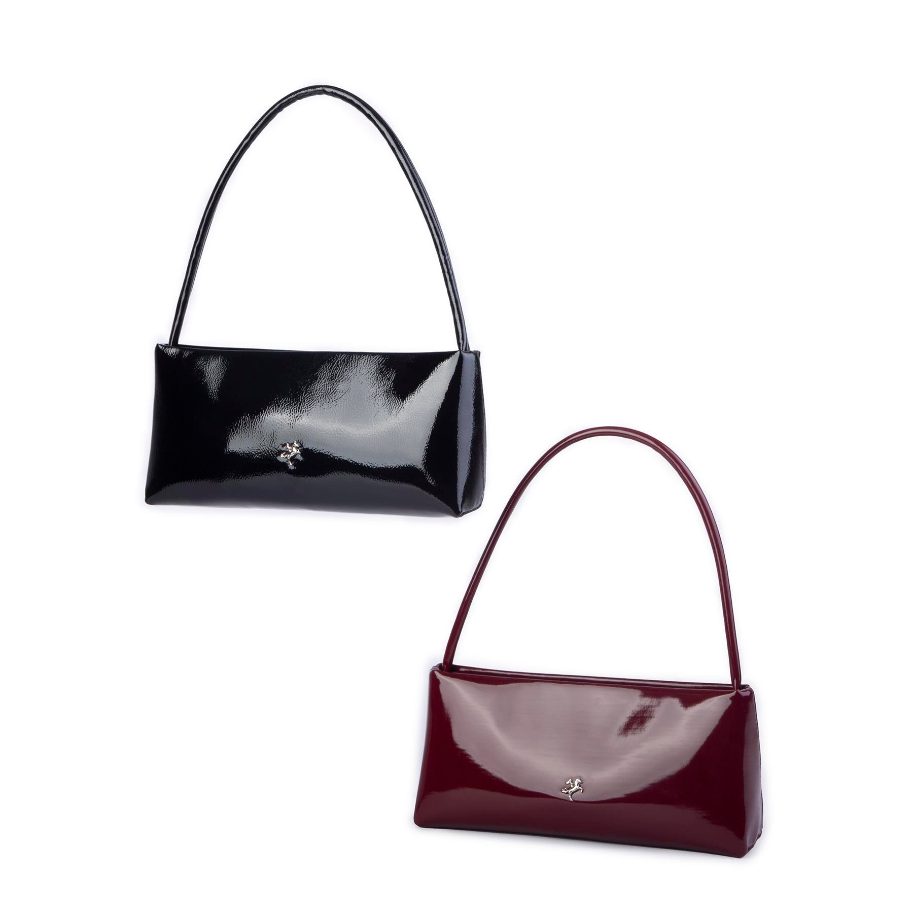 Nas Bag Kadın Basic Baget Omuz ve Çapraz Çanta Bordo  Rugan (27x12 cm )