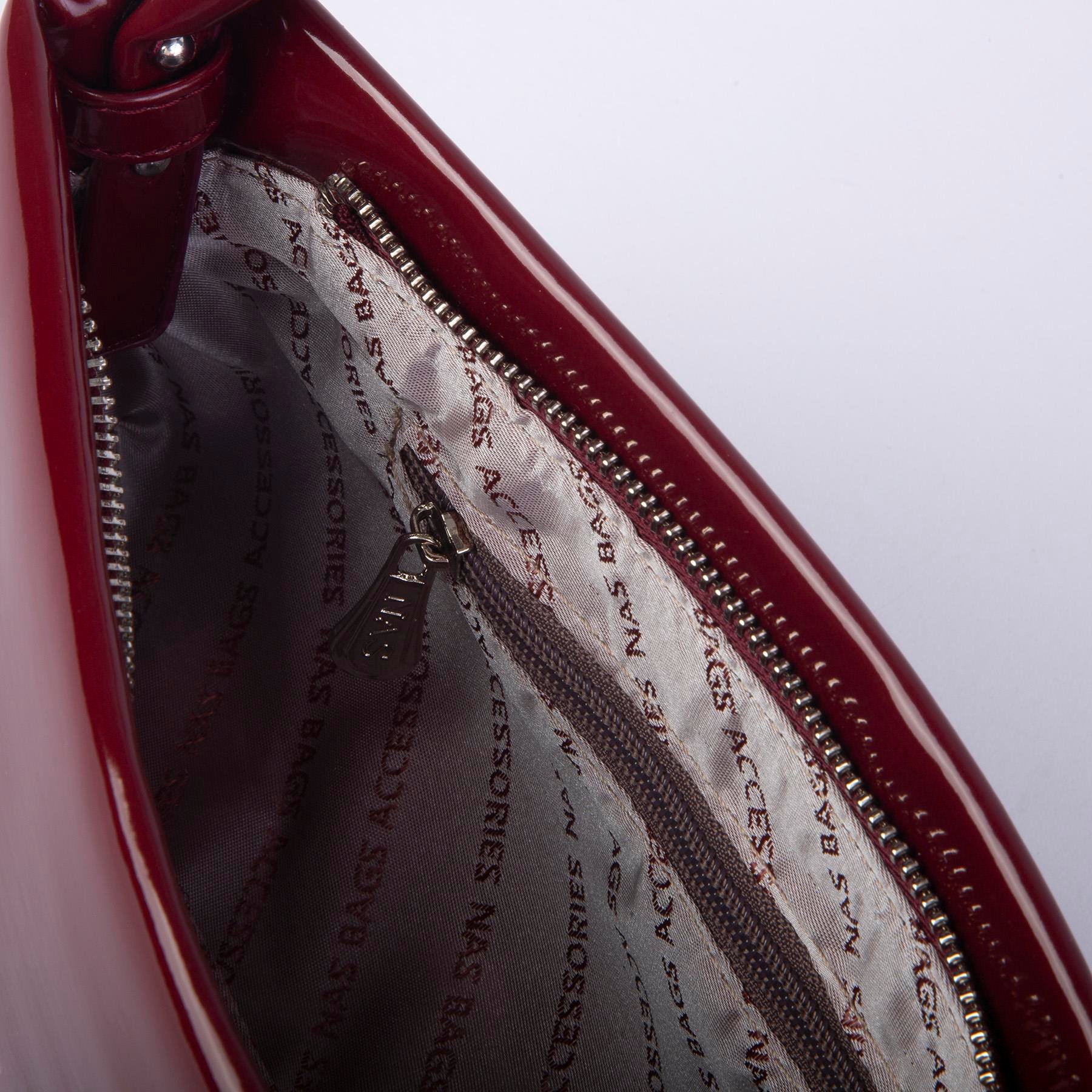 Nas Bag Kadın Basic Baget Omuz ve Çapraz Çanta Bordo  Rugan (27x12 cm )