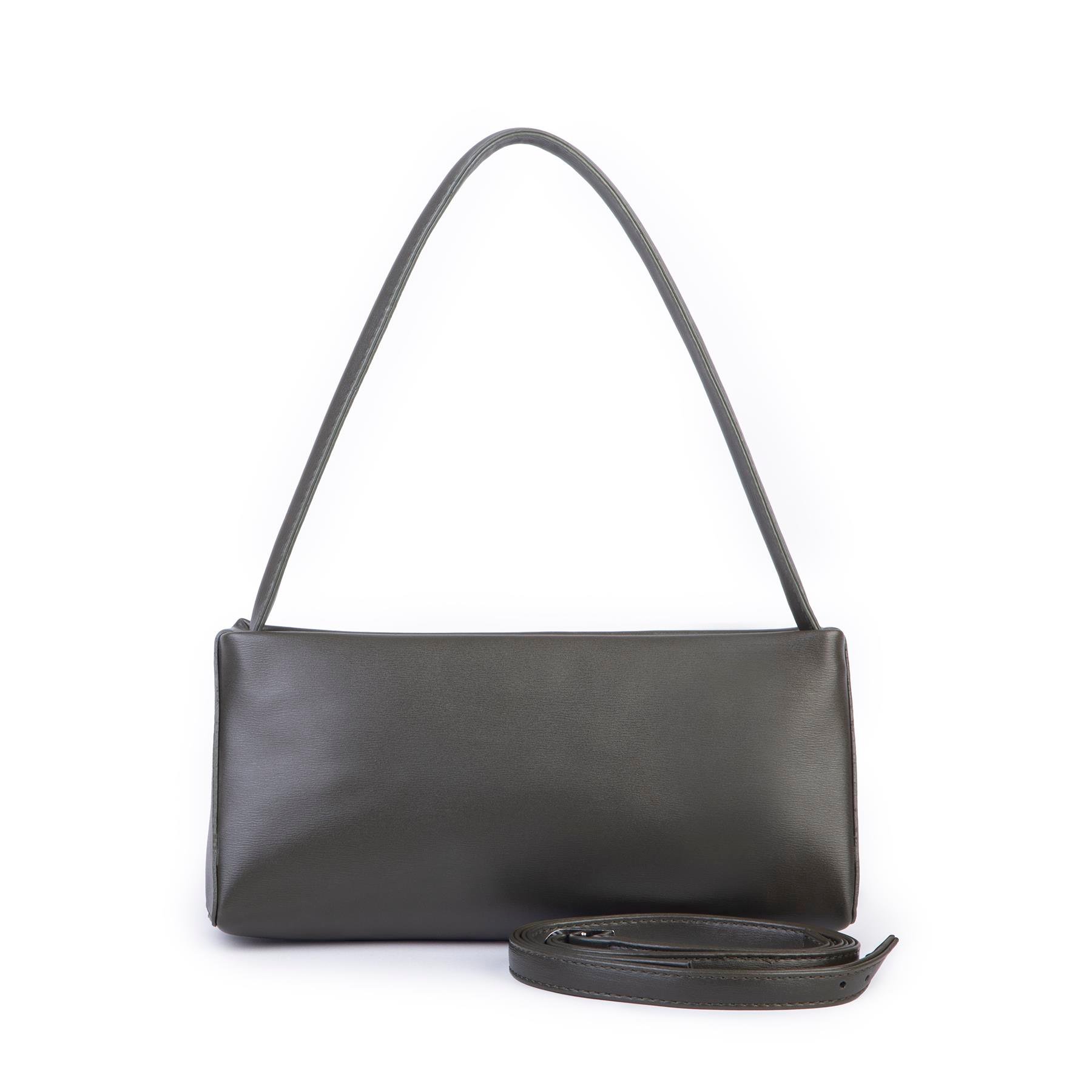 Nas Bag Kadın Basic Baget Omuz ve Çapraz Çanta Haki Kımera (27x12 cm )