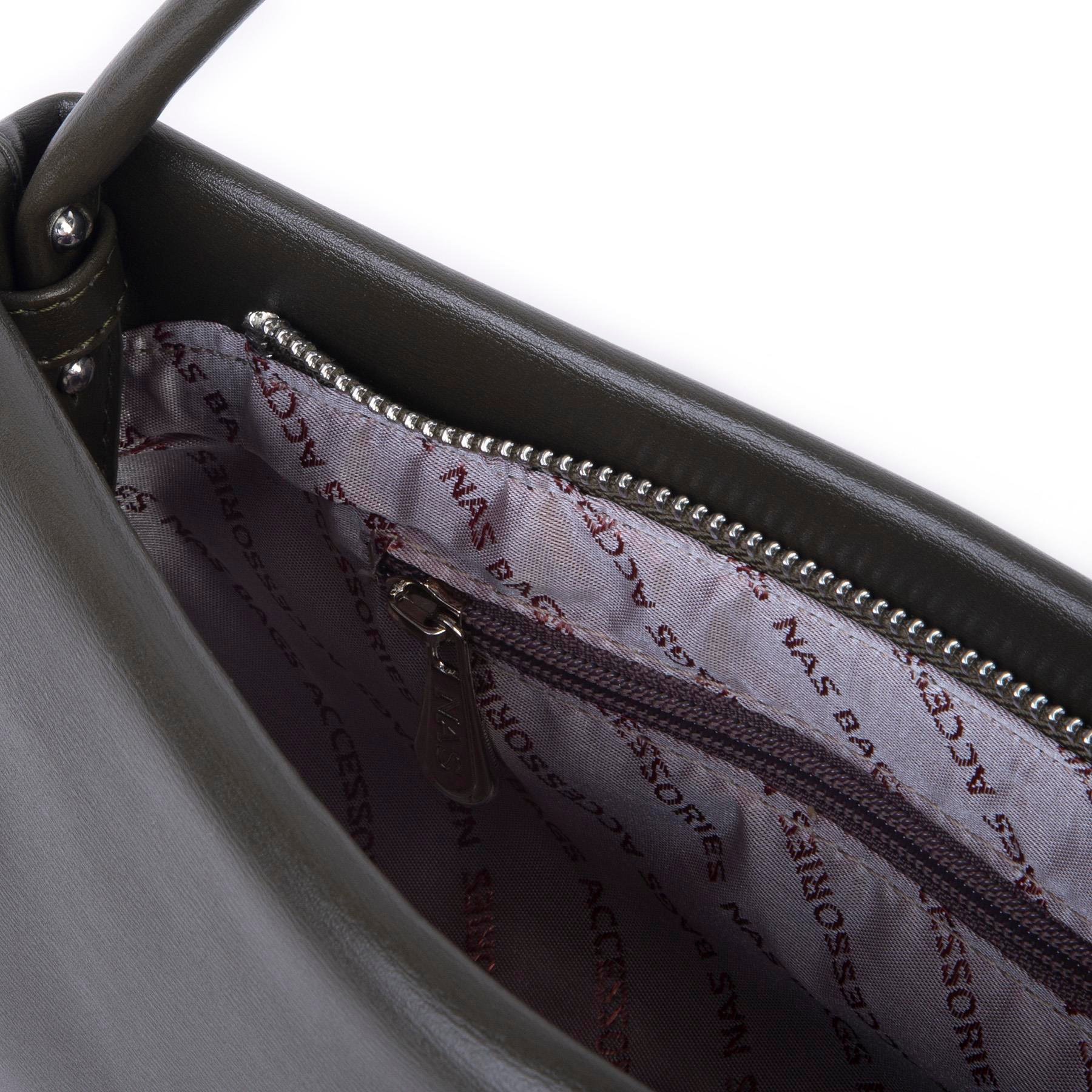 Nas Bag Kadın Basic Baget Omuz ve Çapraz Çanta Haki Kımera (27x12 cm )