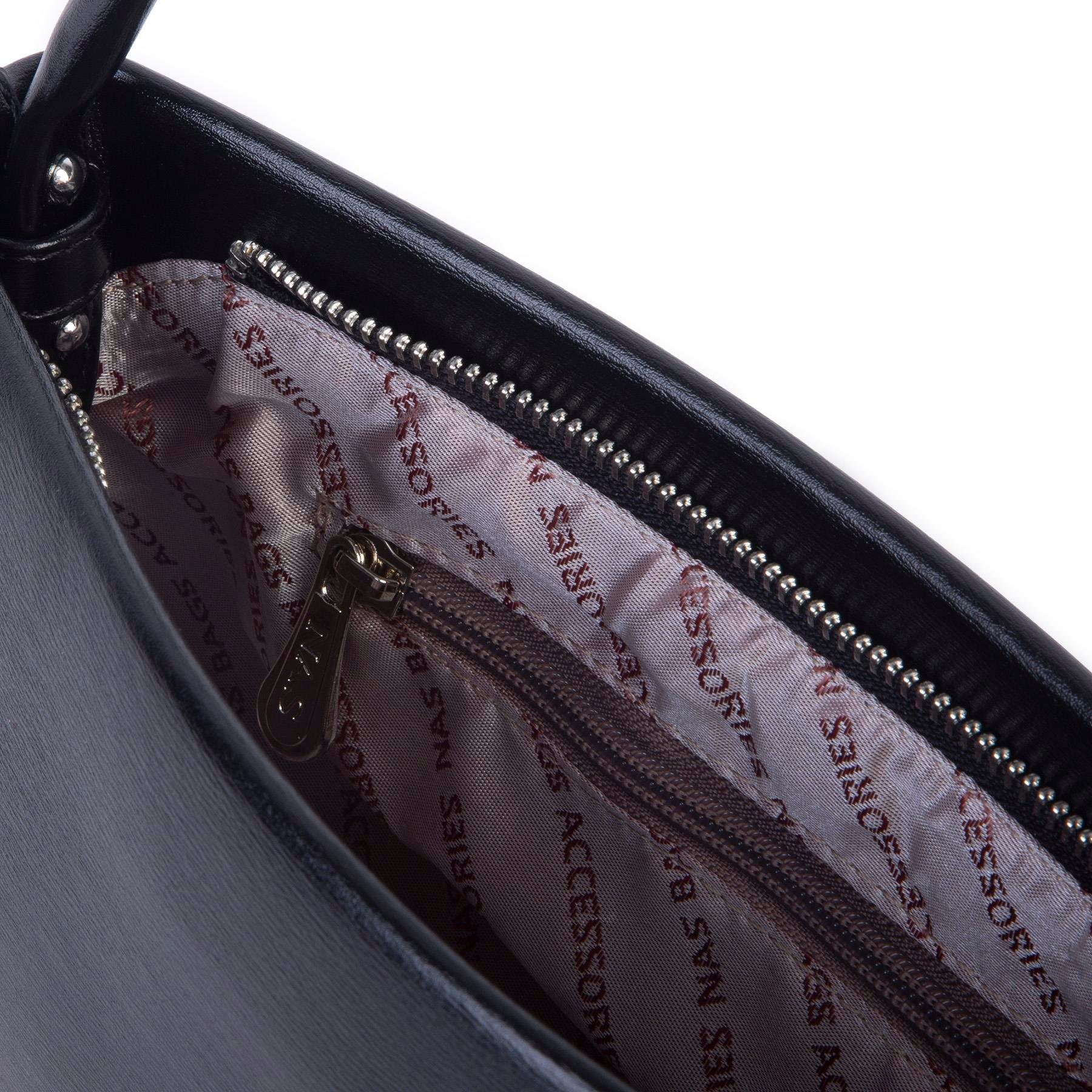 Nas Bag Kadın Basic Baget Omuz ve Çapraz Çanta Siyah Kımera (27x12 cm )