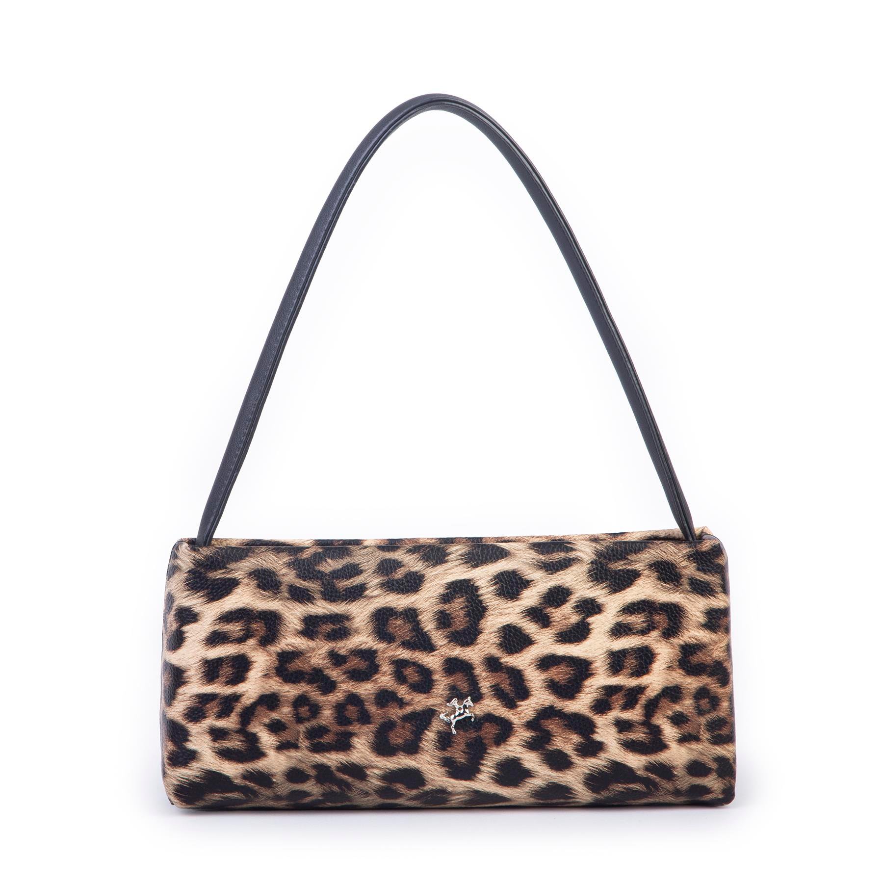 Nas Bag Kadın Basic Baget Omuz ve Çapraz Çanta Taba Leopar (27x12 cm )