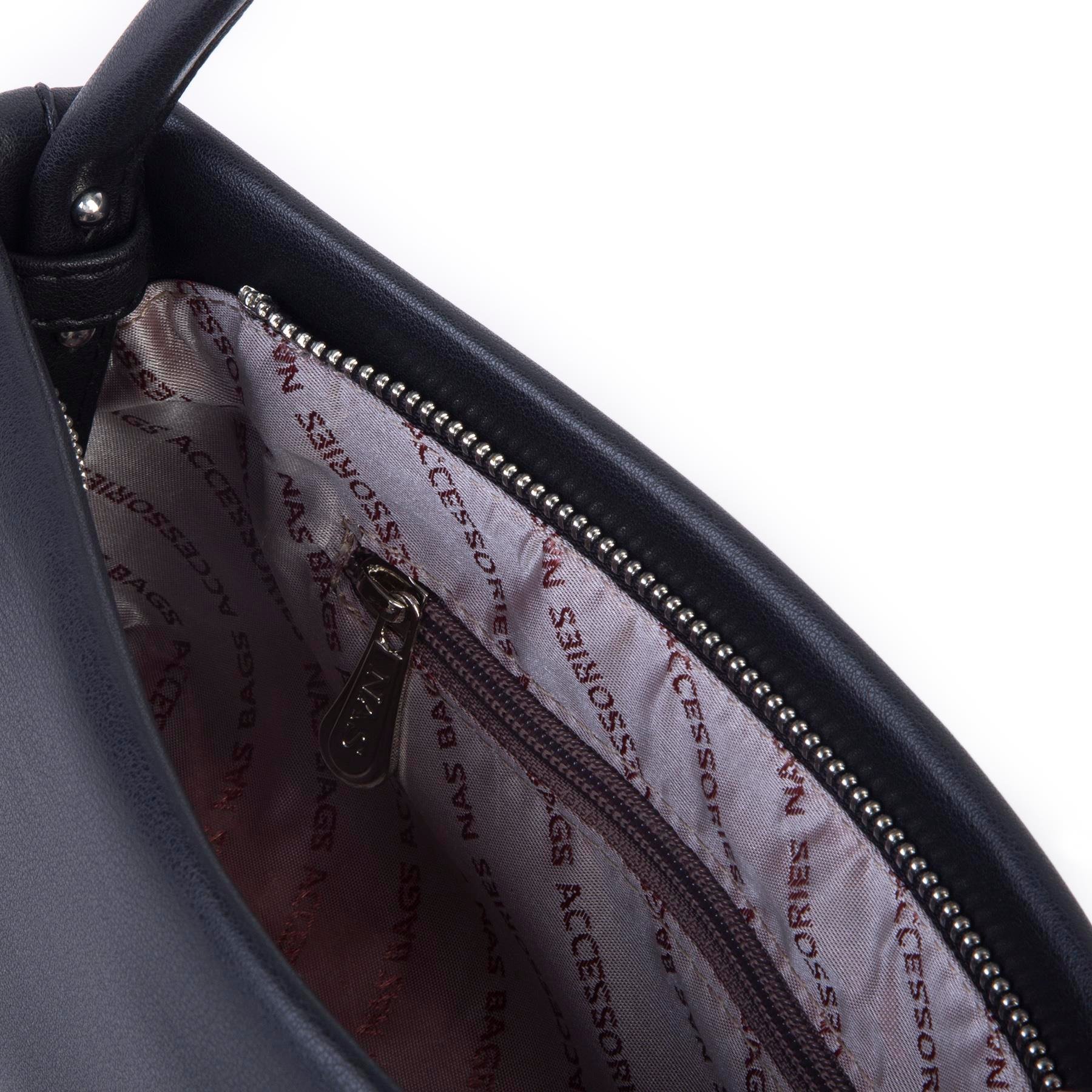 Nas Bag Kadın Basic Baget Omuz ve Çapraz Çanta Siyah Dona (27x12 cm )