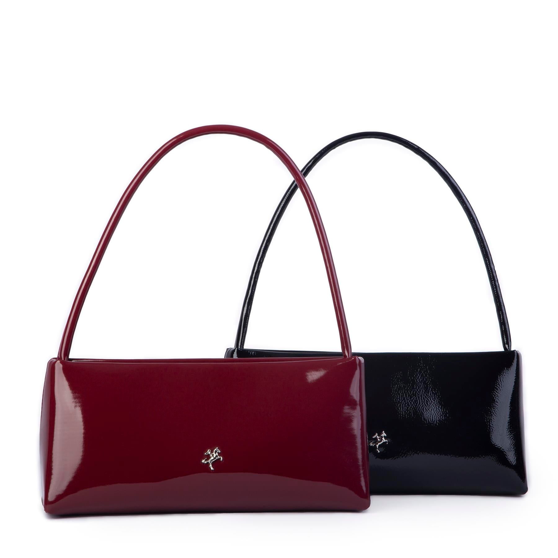 Nas Bag Kadın Basic Baget Omuz ve Çapraz Çanta Bordo  Rugan (27x12 cm )