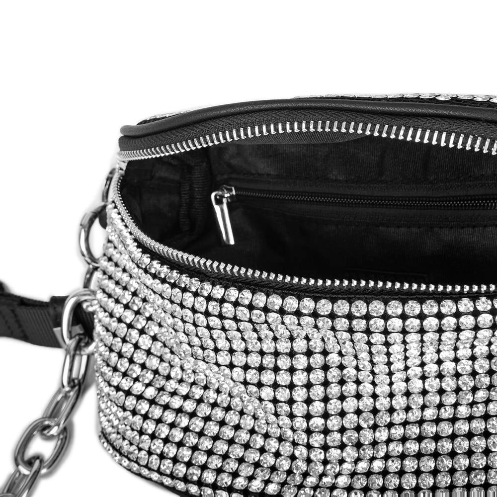 Nas Bag Kadın Bel ve Body Bag Black Diamond Siyah Taşlı Şık Çanta 
