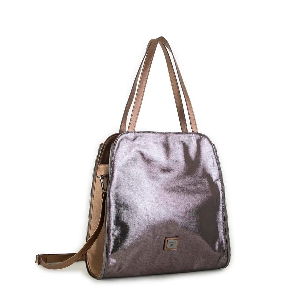 Nas Bag Kadın Büyük Boy Omuz Çantası Gri Simli