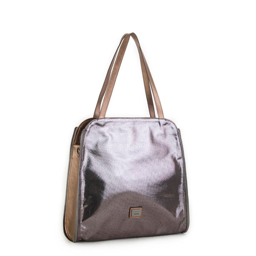 Nas Bag Kadın Büyük Boy Omuz Çantası Gri Simli