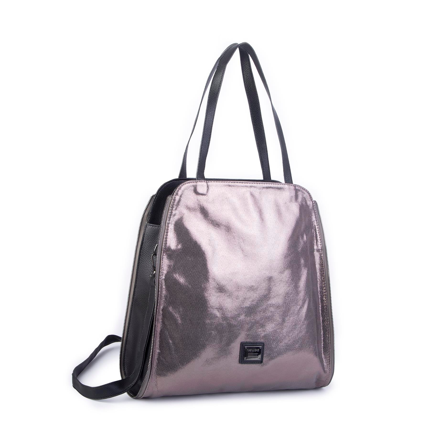 Nas Bag Kadın Büyük Boy Omuz Çantası Gri Siyah Simli