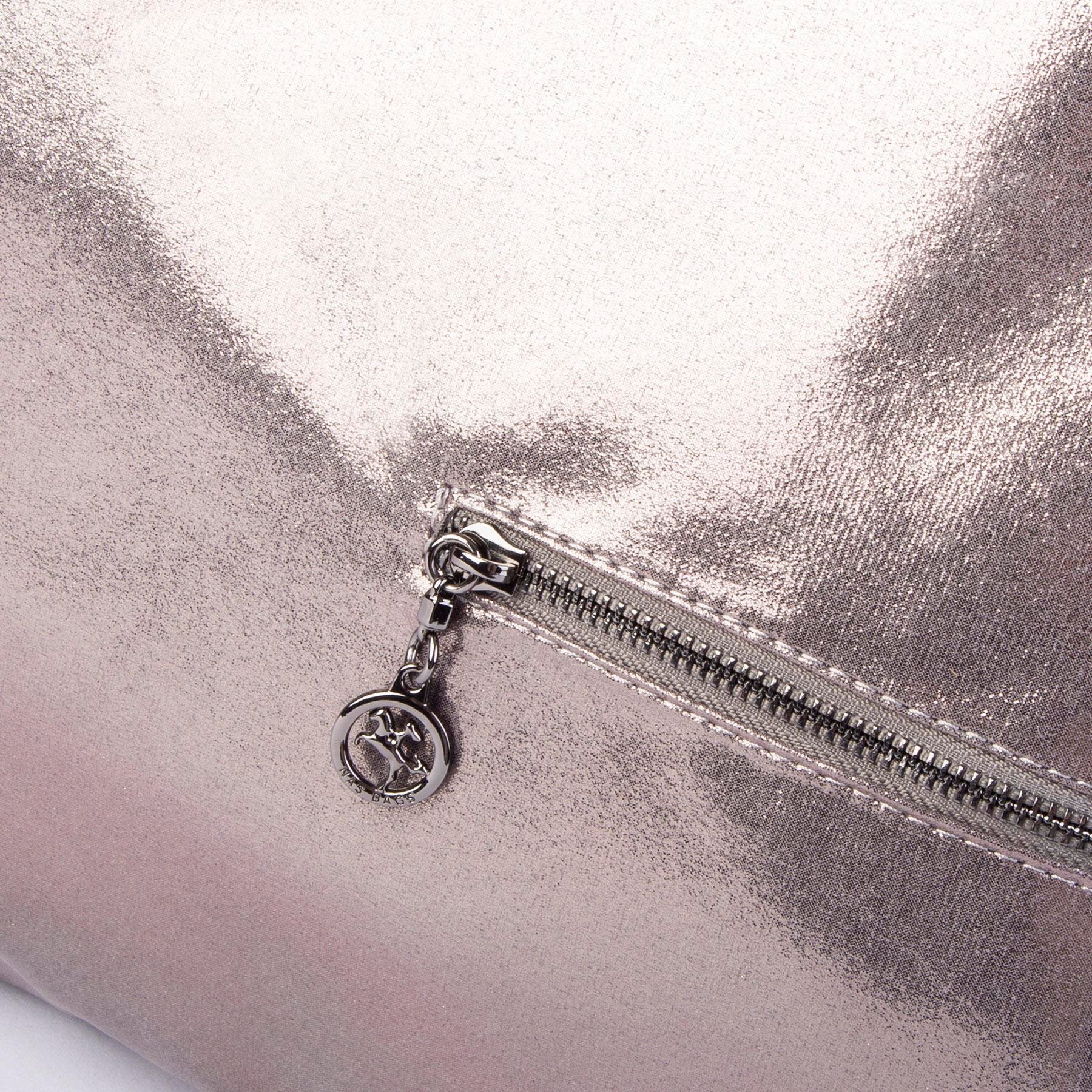 Nas Bag Kadın Büyük Boy Omuz Çantası Gri Siyah Simli