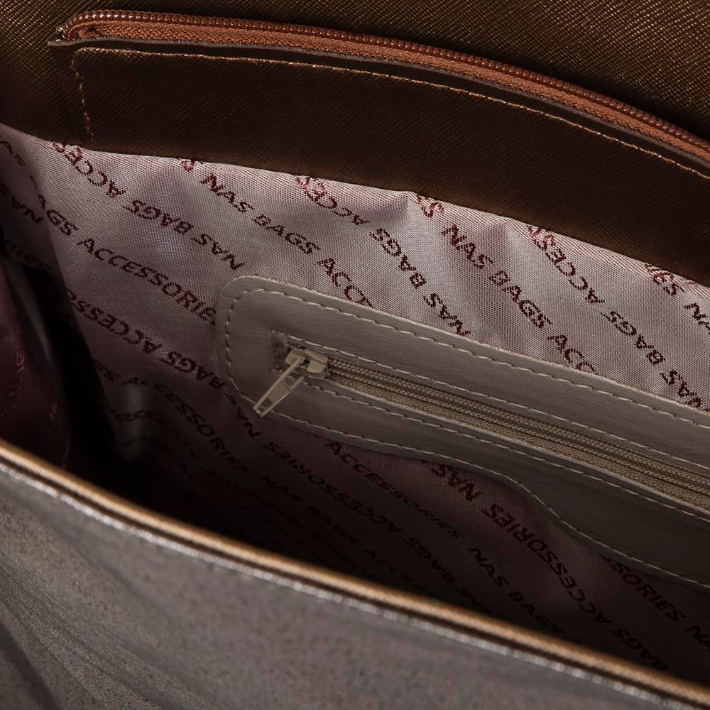 Nas Bag Kadın Büyük Boy Omuz Çantası Gri Simli