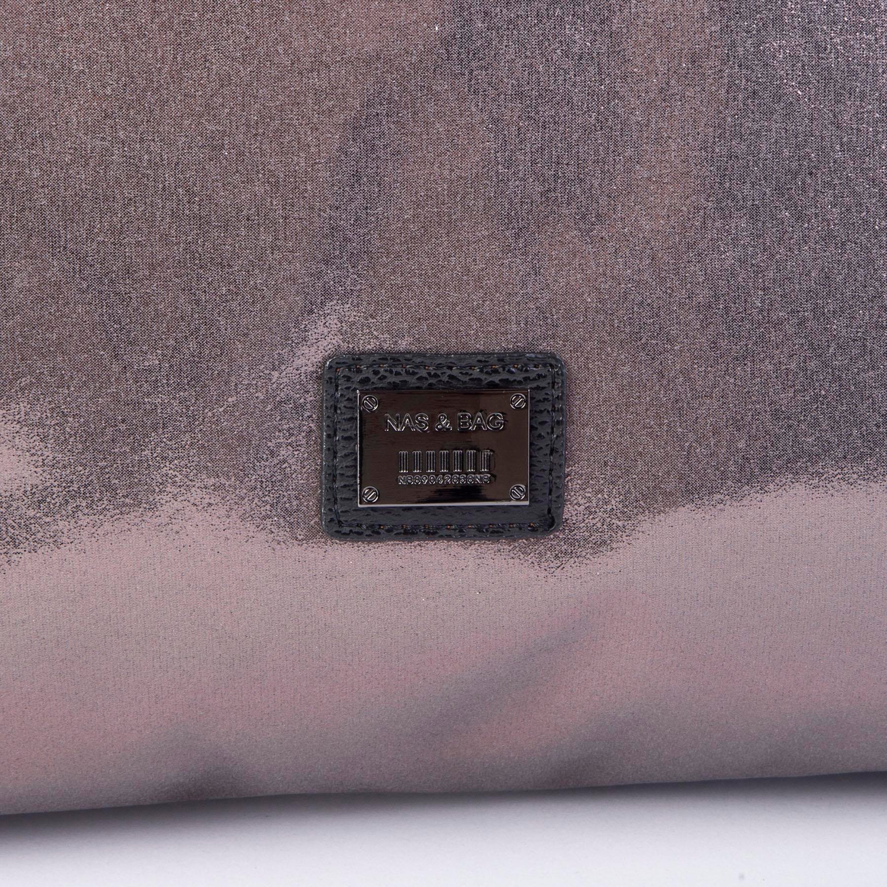 Nas Bag Kadın Büyük Boy Omuz Çantası Gri Siyah Simli