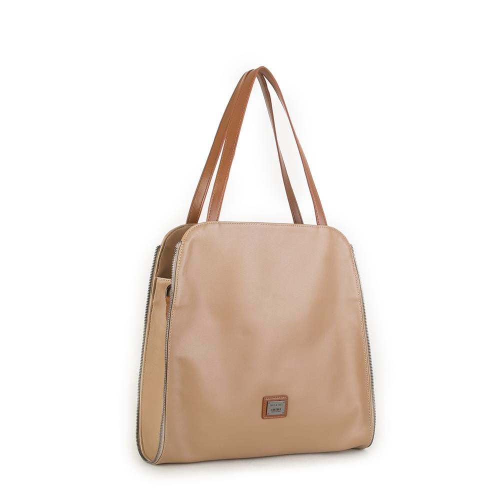 Nas Bag Kadın Büyük Boy Omuz Çantası Kum Taba Nero