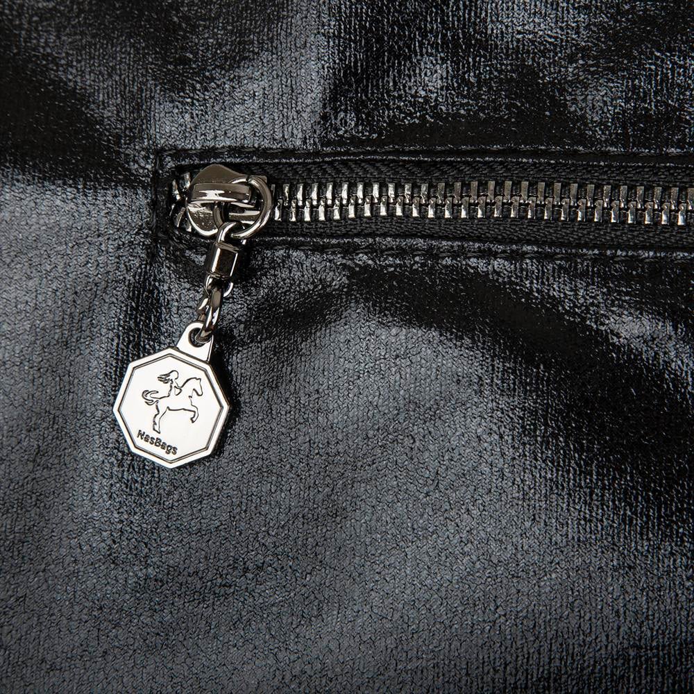 Nas Bag Kadın Büyük Boy Omuz Çantası Siyah Simli