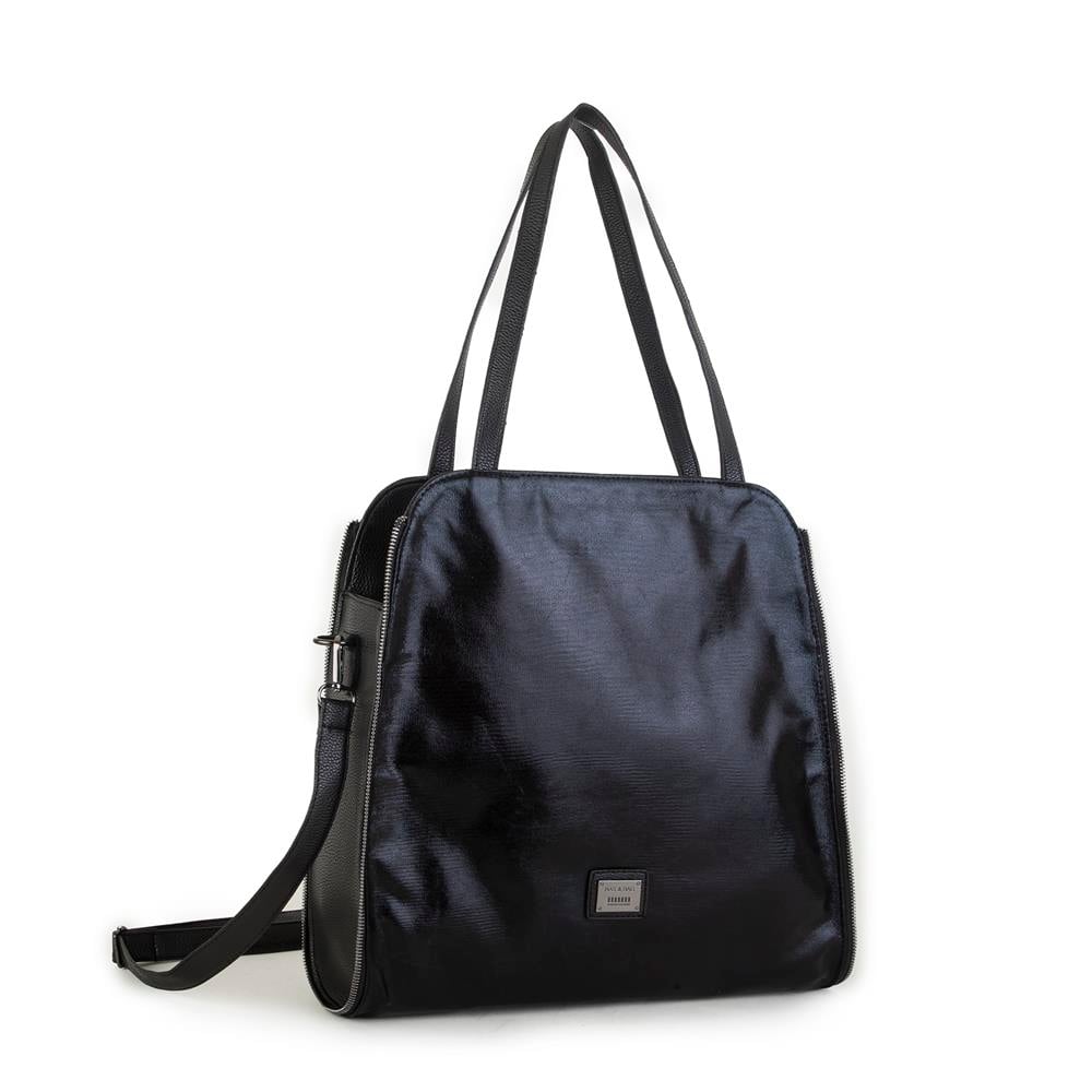 Nas Bag Kadın Büyük Boy Omuz Çantası Siyah Simli