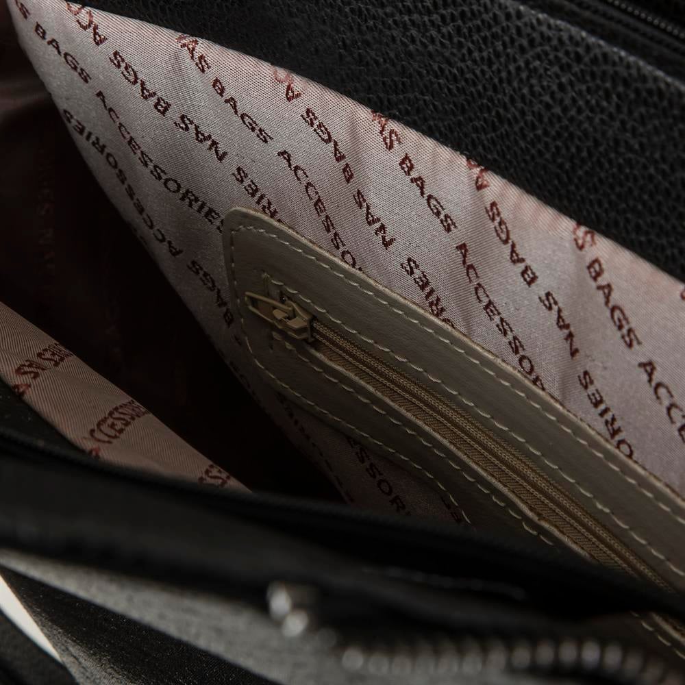 Nas Bag Kadın Büyük Boy Omuz Çantası Siyah Simli