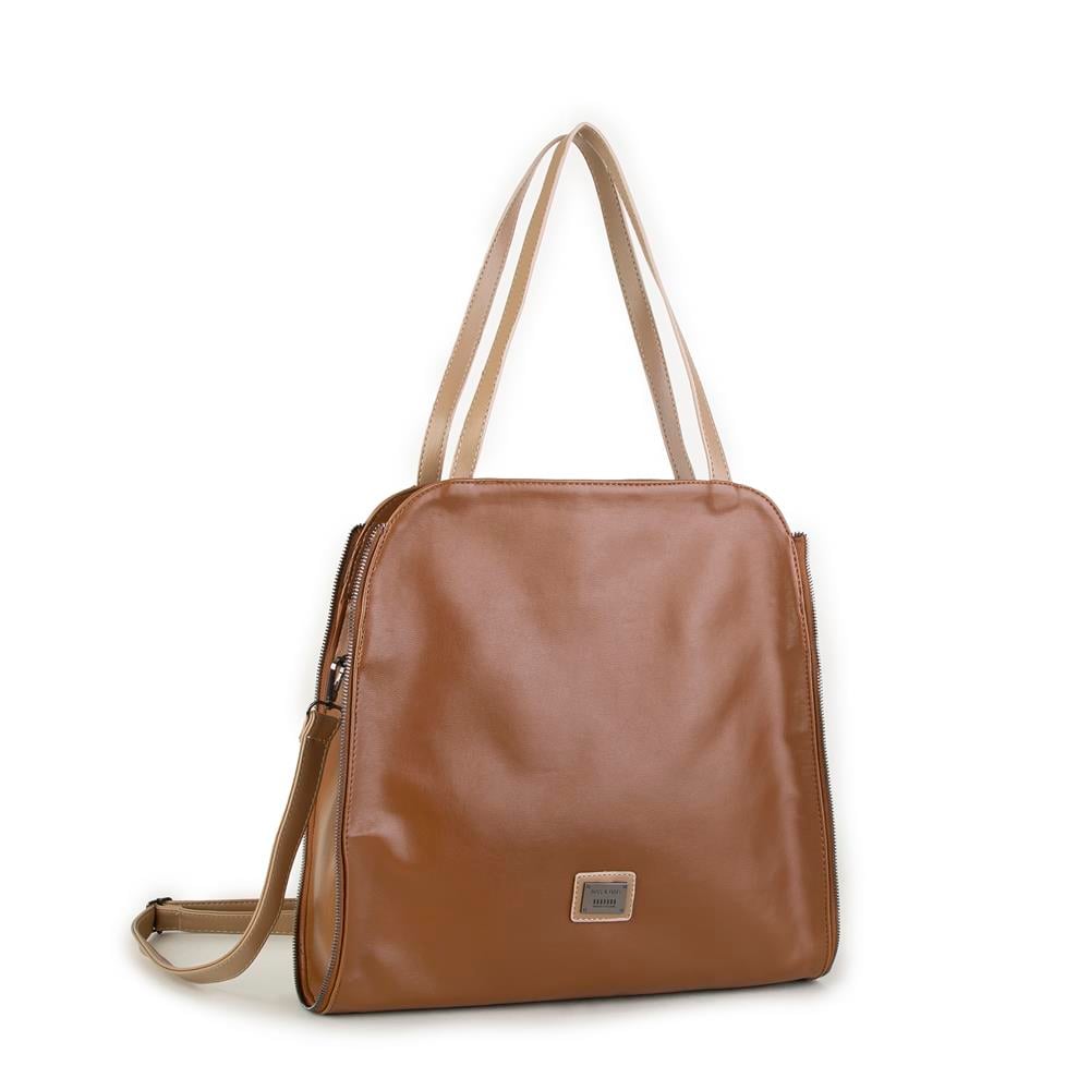 Nas Bag Kadın Büyük Boy Omuz Çantası Taba Kum Nero