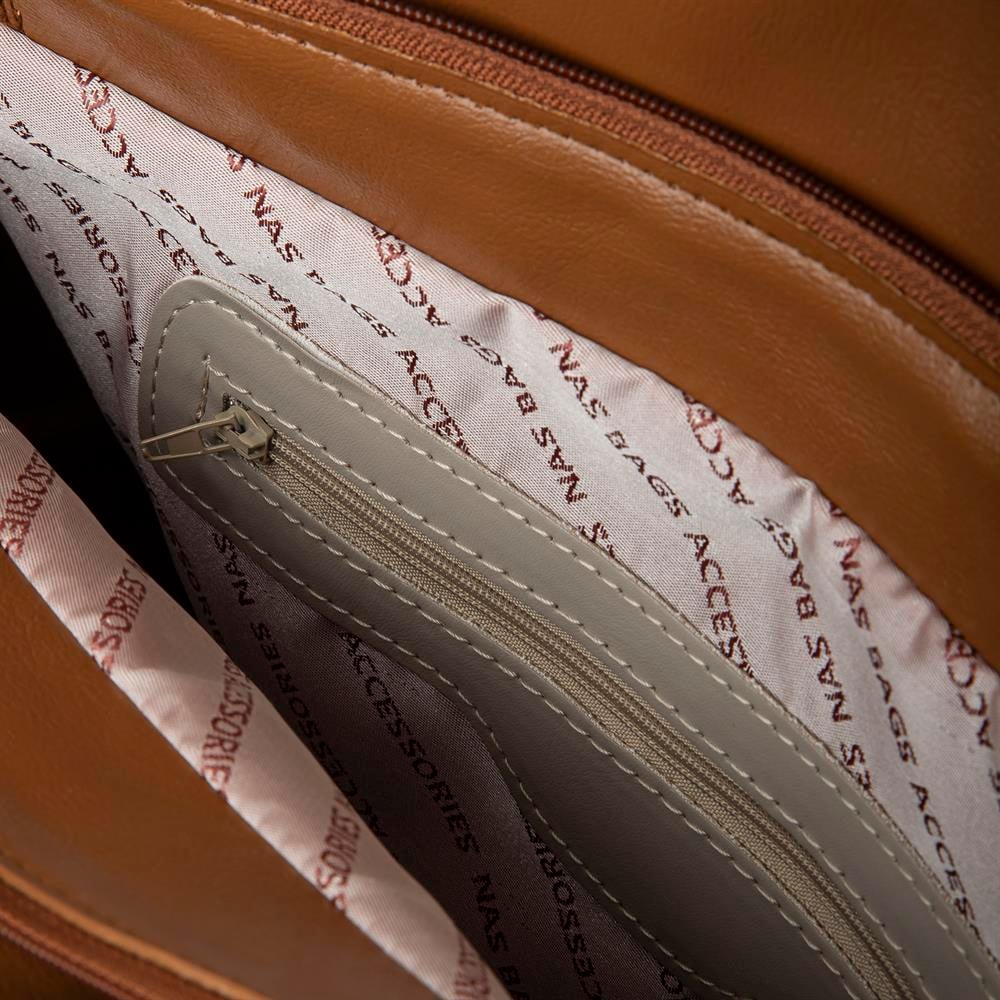 Nas Bag Kadın Büyük Boy Omuz Çantası Taba Kum Nero