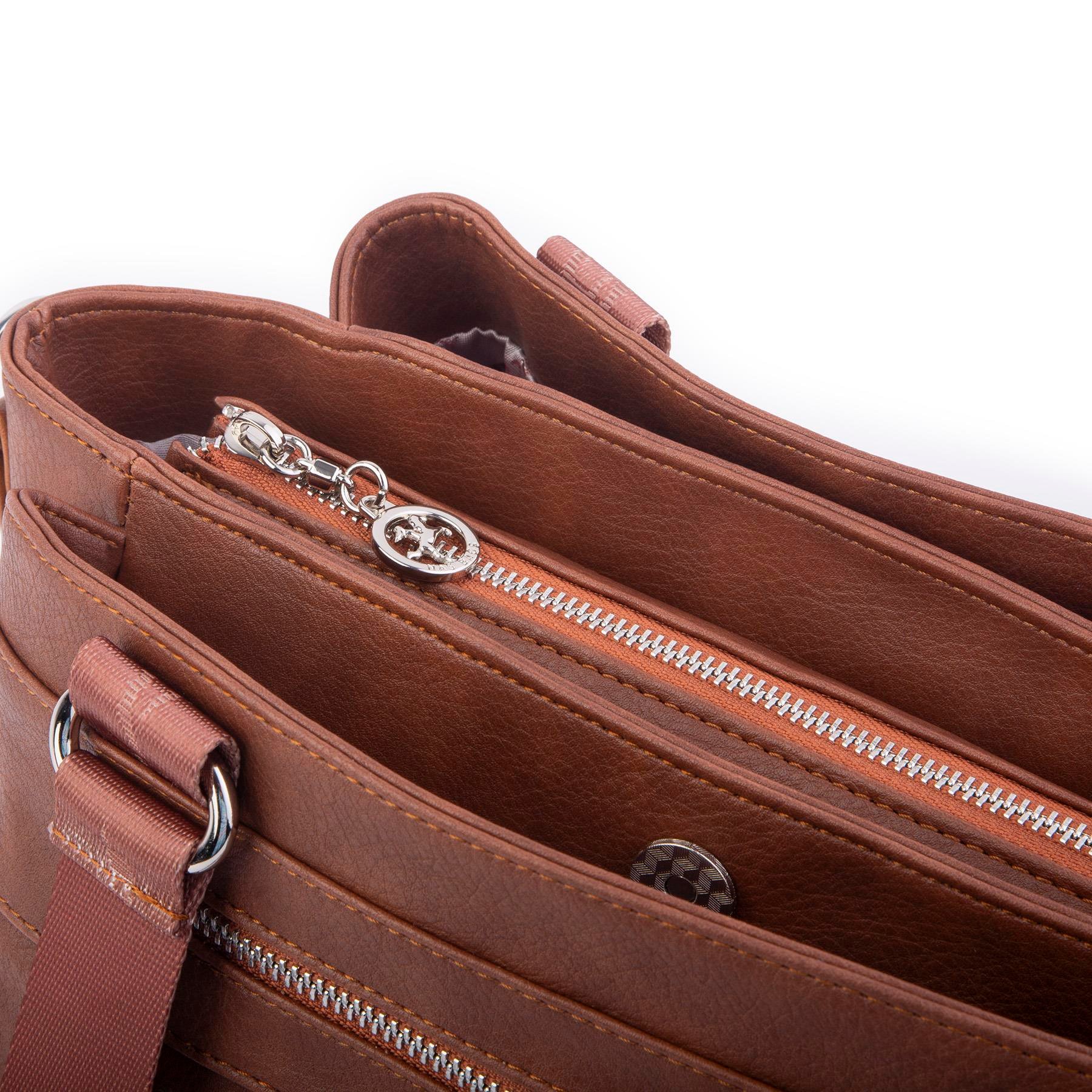 Nas Bag Kadın Çanta Omuz El ve Çapraz Çanta Çok Gözlü Taba King (en:37 cm ; boy:24 cm )