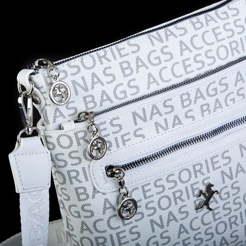Nas Bag Kadın Çapraz Çanta Beyaz Yazılı