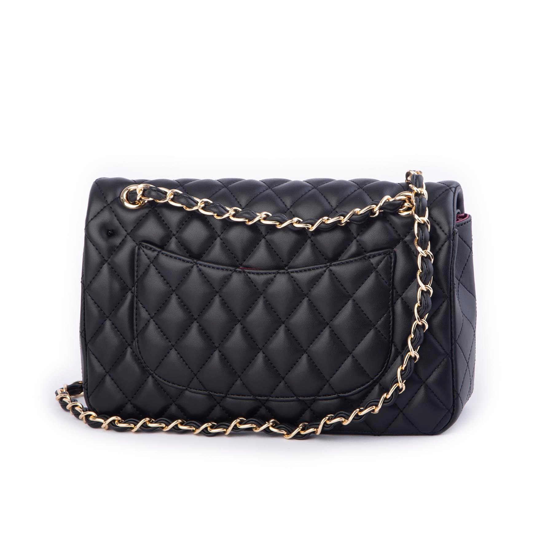 Nas Bag Kadın Çapraz Çanta Büyük Boy Zincirli Kapitone Siyah  Nova (en:26 ; boy:16 cm ) 